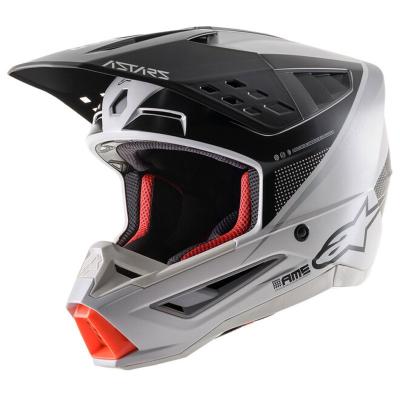 Casque cross Alpinestars S-M5 - RAYON - LIGHT GRAY BLACK SILVER MATT 2023