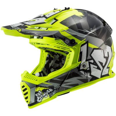 Casque cross LS2 MX437 - FAST EVO - CRUSHER - BLACK H-V YELLOW 2023